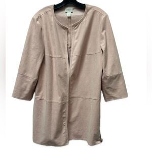 Chico’s Blush Pink Faux Suede Open Front Coat Size 2/Large 12/14
